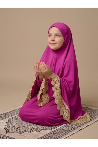 KanatGo Kız Çocuk Namaz Takımı – Başörtülü 2 Parça İbadet Seti