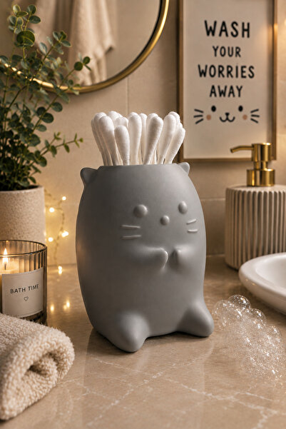 Arvella Studio Cat Figured Ear Swab Box |   Cotton Organizer |   Bathroom and...