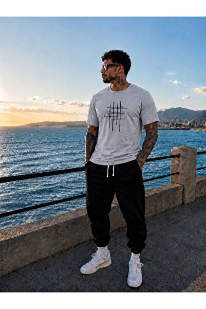 FAEL LİFE Unisex Wide-Let T-Shirt and Trackpants Set with Sticker Print