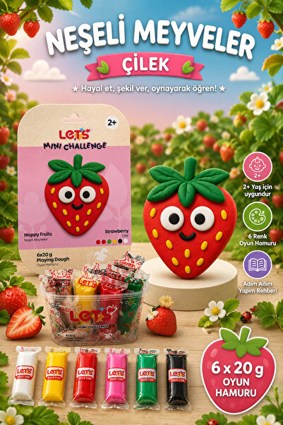 Lets Mini Challenge 5 Renk Neşeli Meyveler Çilek Oyun Hamuru 120g