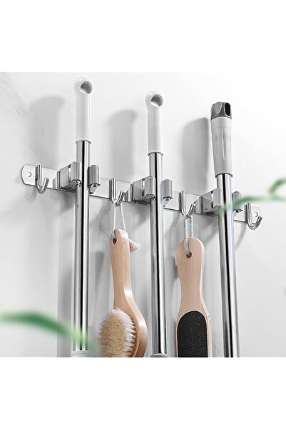 The Bros Broom and Mop Holder Wall Mounted, Broom Hanger Storage Rack, Stainl...