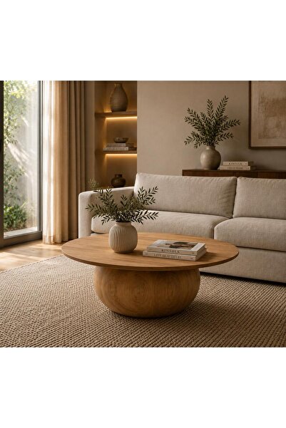 larissa design ahşap orta sehpa (çap 100)