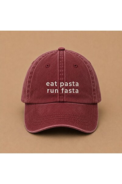 WeavedCo Eat Pasta Run Fasta Written Vintage Washable Hat