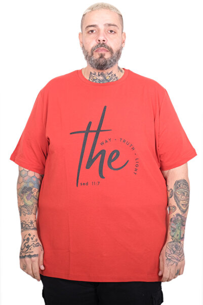 ModeXL Mode XL Large Size Men's the Crew Neck T-Shirt U26103 Coral