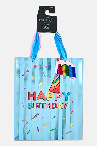 Stella Rose Set of 3 Allover Print Birthday Gift Bags, Multicolor