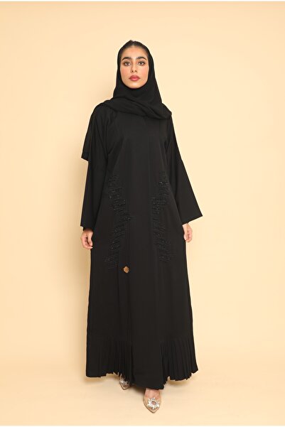 Stylish Fashion Stylish Fashion Wrap Abaya in Black with Pleated Bottoms