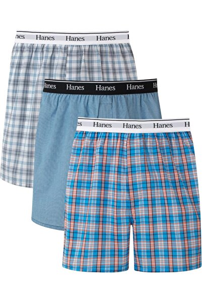HANES Men's Cotton Woven Boxer Briefs, Moisture-Wicking Underwear (Pack of 3)