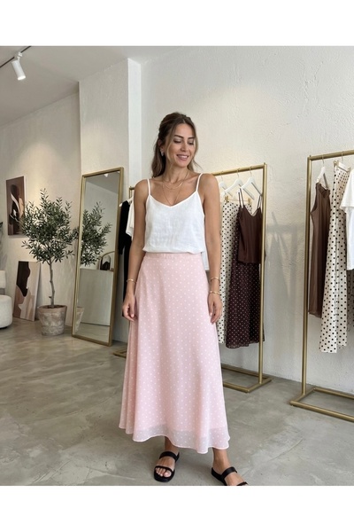 Eenmoda Puantiyeli şifon etek