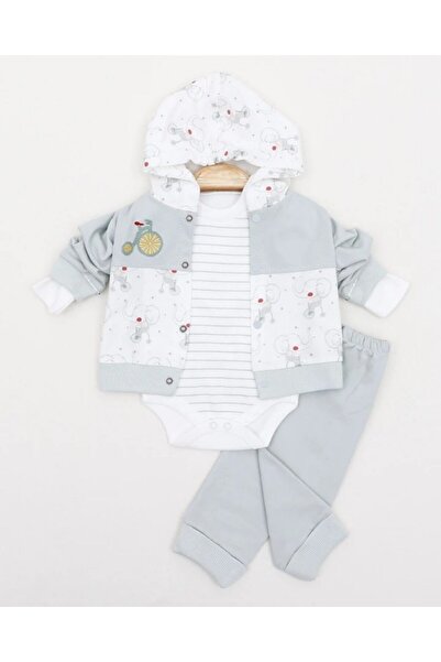 Egelite Baby Boy 3-Piece Seasonal Hooded Elephant Detailed Cute 3-Piece 0-3-6...
