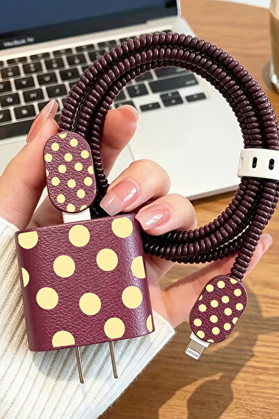 WANNA PROTECT iPhone 18W/20W/25W Deri Görünümlü Şarj Aleti Koruyucu Şarj Kabl...