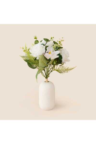 Evidea Deco Gül 7'li Buket Çiçek - Beyaz - 38 cm