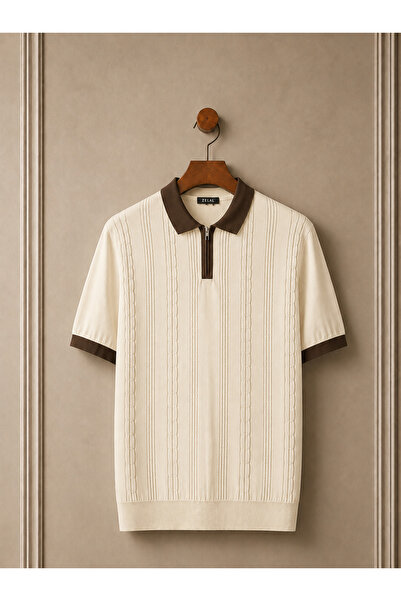 Vance Polo Collar Zippered Knitted Old Money Knitted First Quality Soft Short...
