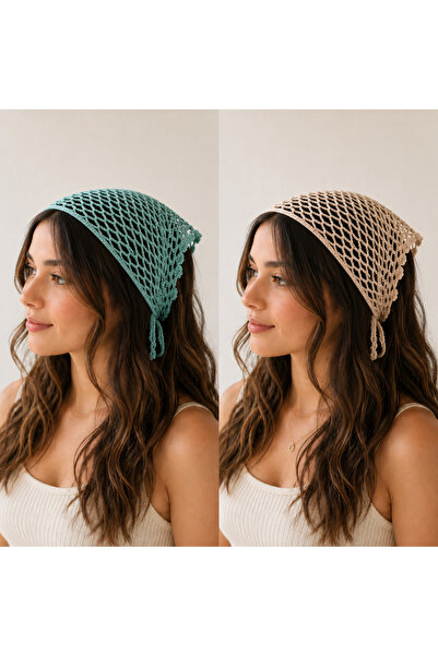 Hobi Kafe Hand Knitted Bohemian Hair Bandanas in 2 Different Colors