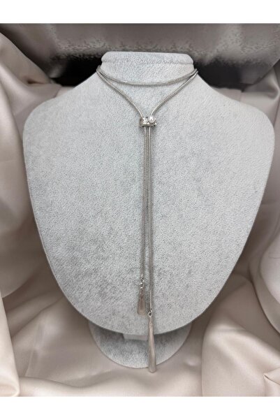 ZS Aksesuar Silver Color Adjustable Snake Chain Necklace with Pearl and Zirco...