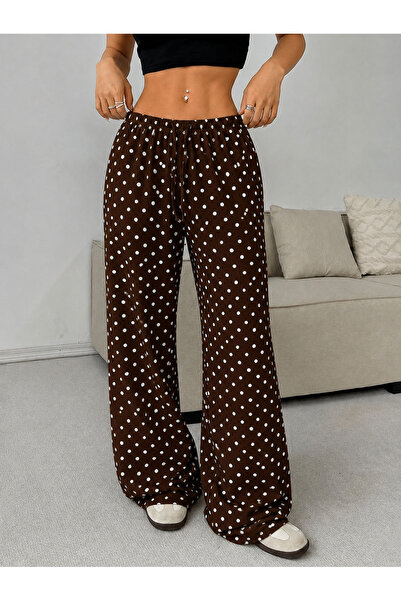 WEEST MODA Women's Polka Dot Patterned Wide Leg Pants Comfortable Fit Palazzo...