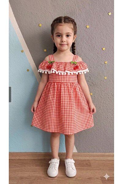 Yağmur Giyim Pembiş Pitikare Patterned Kişrazlı Seersucker Fabric Girls' Dres...