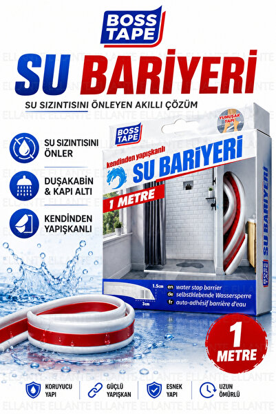 ellante Su Bariyeri 1 Metre | Kendinden Yapışkanlı Su Sızdırmaz Bant | Duşaka...