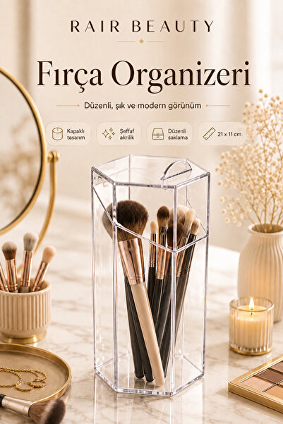 RAİR BEAUTY Organizator za četke za šminku sa poklopcem, višenamenski organiz...