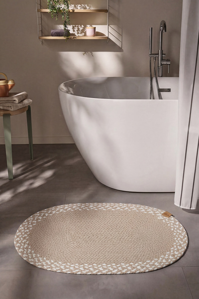 Cool Halı Glenn Oval Banyo Paspası El Dokuma Örgü Bohem Balkon Lavabo Önü Tin...