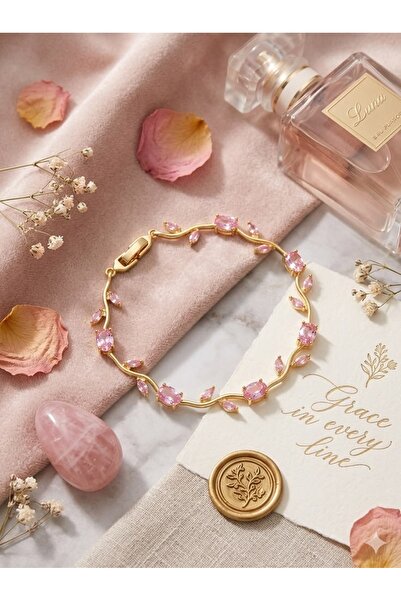 ArtBDesign Pink Tulip Bracelet Steel Bracelet