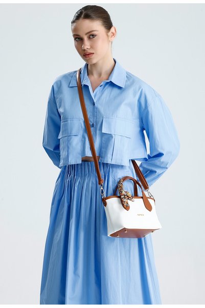 Evident White, Soft Textured, Scarf-Style, Crossbody Strap, Minimalist, Hand & Shoulder Women's Bag