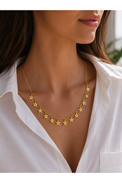 Zeynepli gold & jewelry 22 AYAR YILDIZ YAĞMURU KOLYESİ