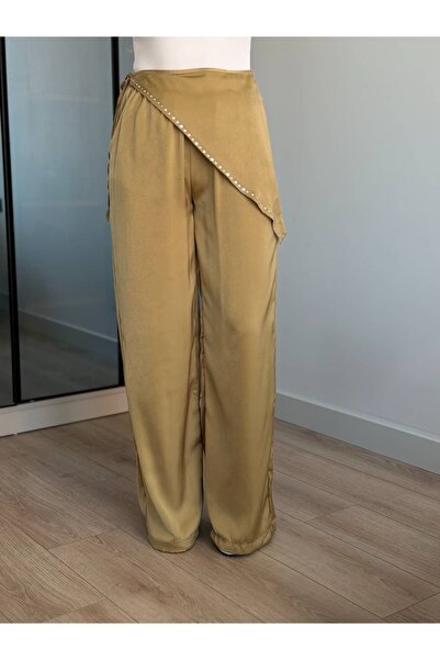 ROUPAS COLLECTİON Şal Detay Saten Pantolon