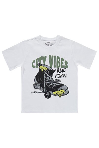 Civil Boys تي شيرت مطبوع عليه City Vibes للأعمار من 6 إلى 9 سنوات - أبيض