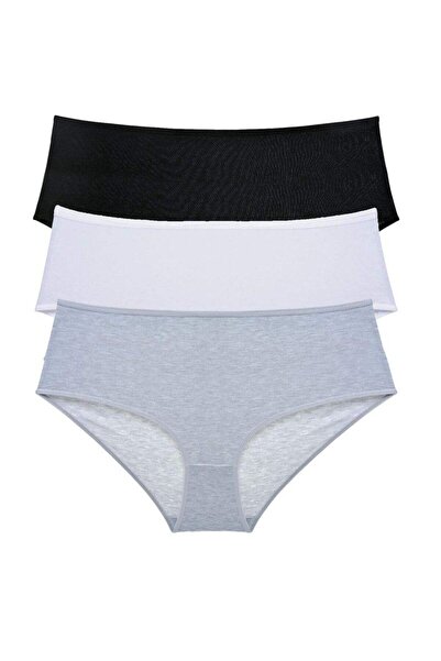 Mestore 3 Pieces Women's High Waist Bato Panties Black White Gray