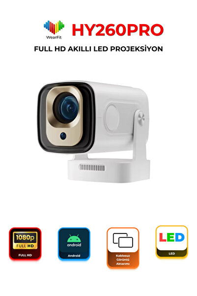 wearfit HY260PRO 1080P Native 4K Destekli WiFi6 Akıllı LED Projeksiyon