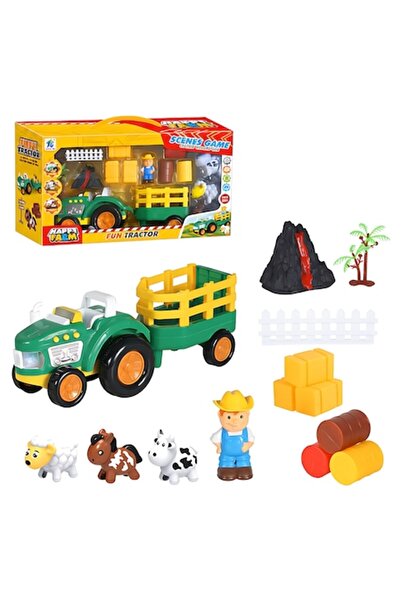 ANGMAD Set Mini Fermă pentru Copii cu Tractor Muzical și Lumini, Fermier, Ani...