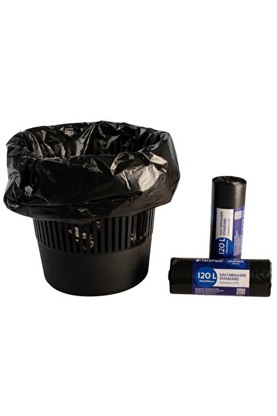 OEM TeraPack cleaning bags, standard LDPE, Black, 120 L, 70 x 110 cm, 10 pcs