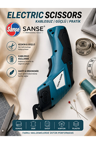 Sanse Şarjlı Elektrikli Makas Ergonomik Çok Amaçlı Kesici – Yedek Başlıklı