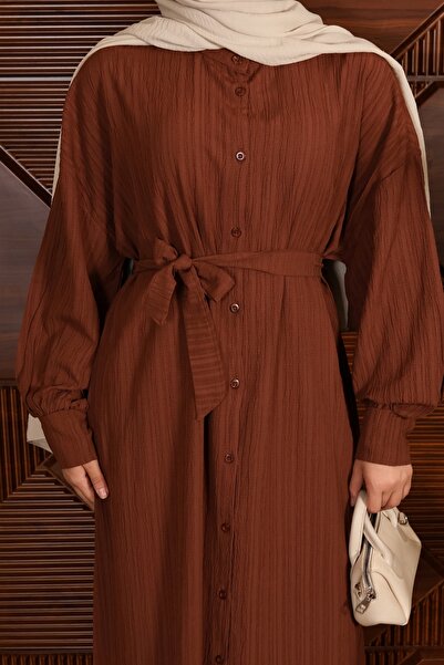 Moda MSK Batwing Sleeve Buttoned Belted Dress
