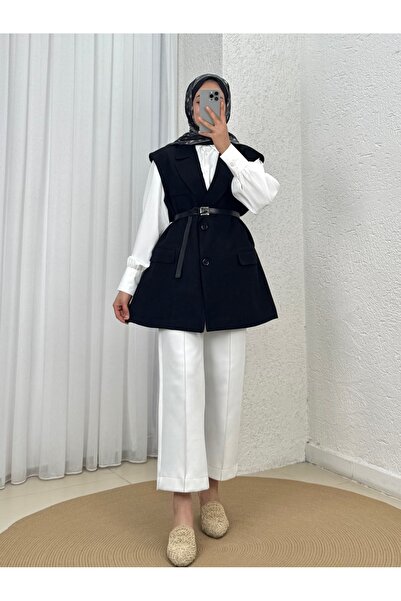 Holehola Birihat Double Pocket Linen Vest-Hk063 Black