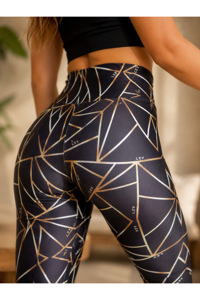 Lasirius Women's High Waist Diver Fabric Patterned Gathering Sports Leggings