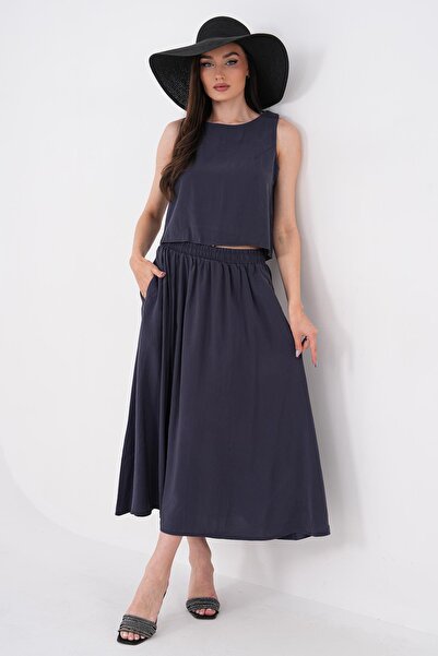 ŞİMAL Ženska bluza bez rukava i set duge suknje - 260455