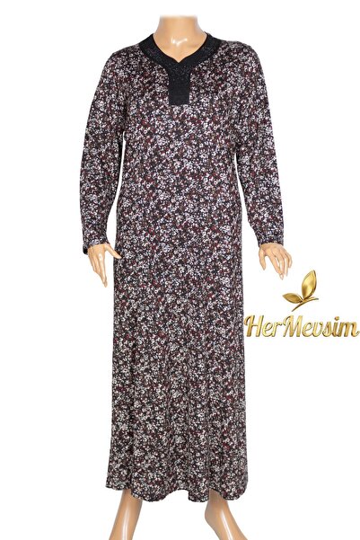 HESNA Women's Demet Plus Size Black Dress with Cups Pattern 4