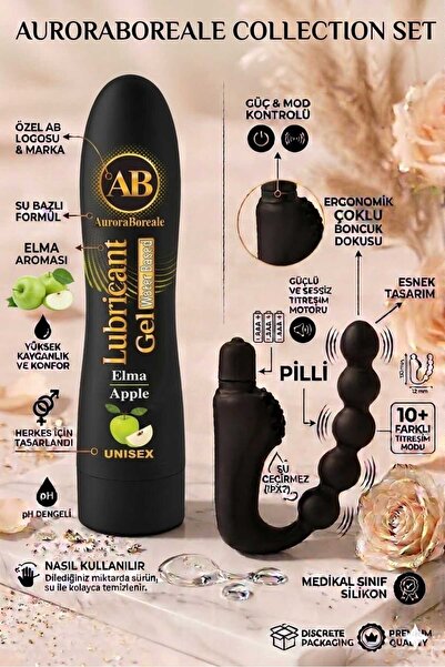 AuroraBoreale Premium 125 ML Yeşil Elmalı Kayganlaştırıcı Jel 10 Titreşim Mod...