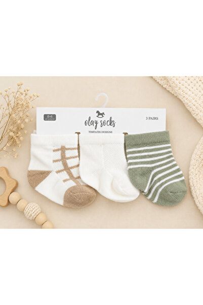OLAY Socks Newborn Baby 3-Piece Cotton Sock Set (0-6 Months) - Patterned and ...