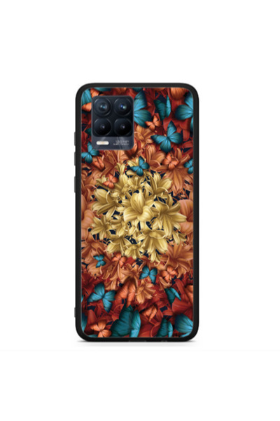 Other Realme 8 Blue butterflies Black Glossy Θήκη