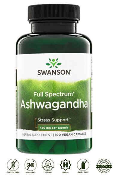 SWANSON Full Spectrum Bitkisel Stress Support 450 mg 100 Kapsül