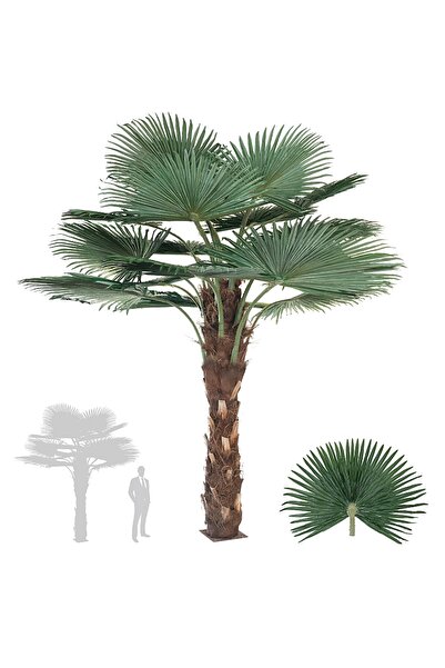Roberto Rossi Palmier artificial H300cm Washingtonia cu trunchi, coroană D300...