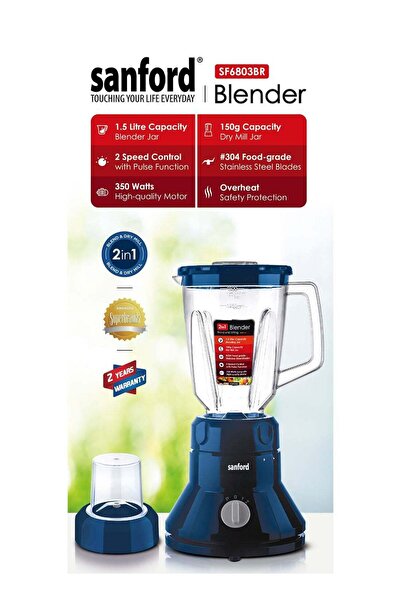 Sanford 2 IN 1 BLENDER 350 WATTS 1.5 LITRE 1.6 L 350 W SF6803BR BS Multicolour