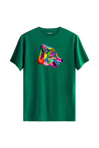 Colermi Colorful Wild Wolf Figure T-Shirt