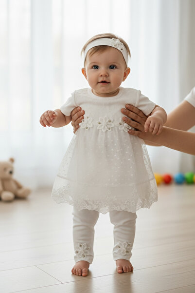 BİANCOFİGLİO Lace-Trimmed Tights and Hairband Set