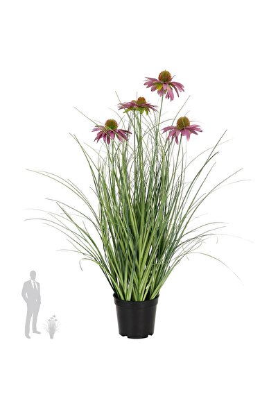 Roberto Rossi Iarba artificiala Onion 60 cm cu 5 flori mov de crizantema