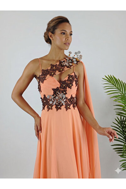 ASIAN Lotus Dress Louts Luxury Chiffon Fabric Evening Dress