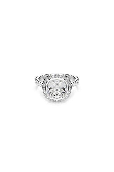 Swarovski Una Angelic Haleli yüzük, Yastık kesim, Beyaz, Rodyum kaplama