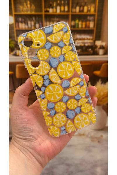 Vip Case Samsung S24 FE Uyumlu Limon Desenli Şeffaf Darbe Emici Kamera Koruma...